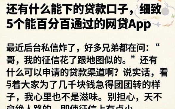 还有什么能下的贷款口子，细致阐述5个能百分百通过的网贷app