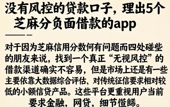 没有风控的贷款口子，理出5个芝麻分负面借款的app