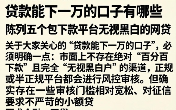 贷款能下一万的口子有哪些，陈列五个包下款平台无视黑白的网贷