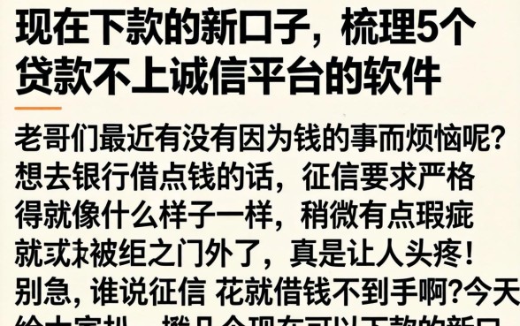 现在下款的新口子，梳理5个贷款不上诚信平台的软件