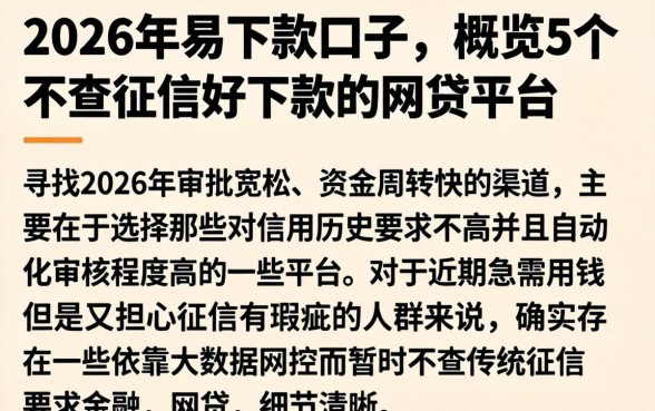 2026年易下款的口子，概览5个不查征信好下款的网贷平台