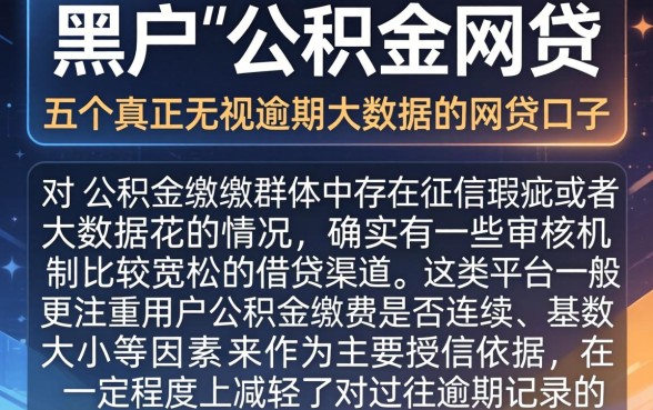 黑户 公积金网贷，详细阐述五个真正无视逾期大数据的网贷口子