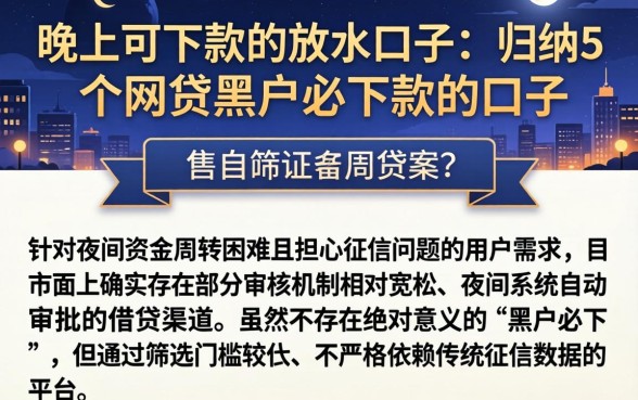晚上可下款的放水口子，归纳5个网贷黑户必下款的口子