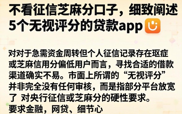 不看征信芝麻分口子，细致阐述5个无视评分的贷款app