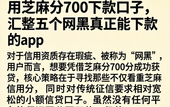 用芝麻分700下款口子，汇整五个网黑真正能下款的app