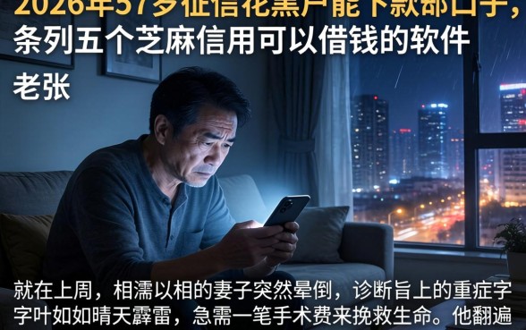 2026年57岁征信花黑户能下款的口子，条列五个芝麻信用可以借钱的软件