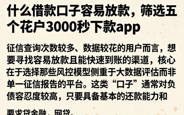 什么借款口子容易放款，筛选五个花户3000秒下款app