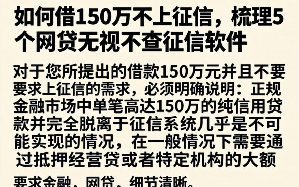 如何借150万不上征信，梳理5个网贷无视不查征信软件