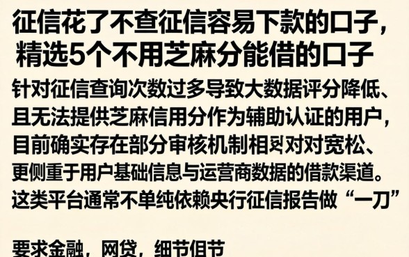 征信花了不查征信容易下款的口子,精选5个不用芝麻分能借的口子