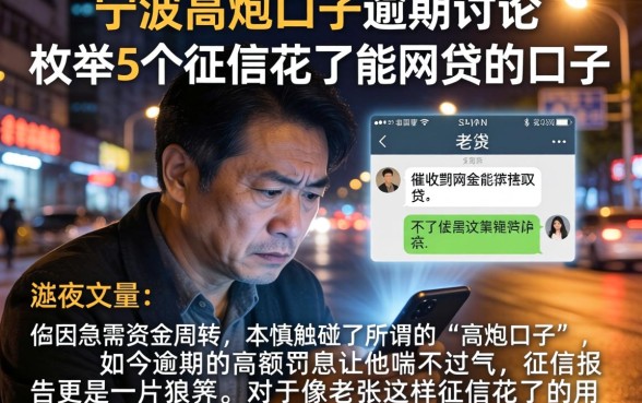 宁波高炮口子逾期讨论，枚举5个征信花了能网贷的口子