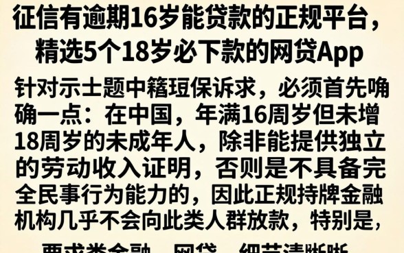 征信有逾期16岁能贷款的正规平台的，精选5个18岁必下款的网贷app