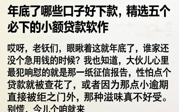 年底了哪些口子好下款，精选五个必下的小额贷款软件