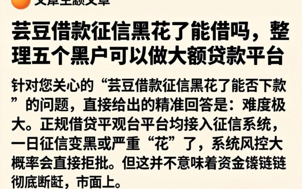 芸豆借款征信黑花了能借吗，整理五个黑户可以做大额贷款平台