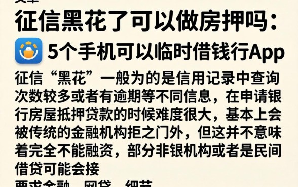 征信黑花了可以做房押吗，详细阐述5个手机可以临时借钱的app