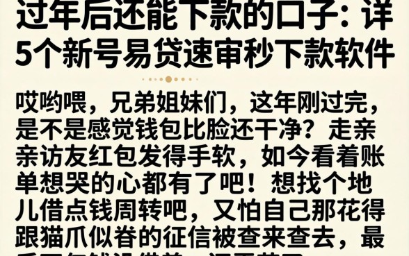 过年后还能下款的口子，详尽说明5个新号易贷速审秒下款软件