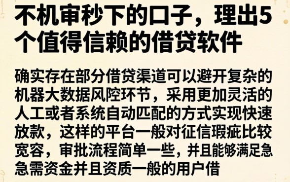 不机审秒下的口子，理出5个值得信赖的借贷软件