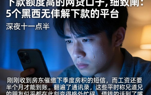 下款额度高的网贷口子，细致阐述5个黑户无条件下款的平台