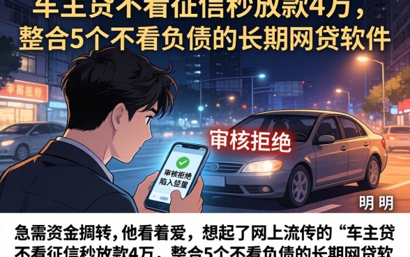 车主贷不看征信秒放款4万，整合5个不看负债的长期网贷软件