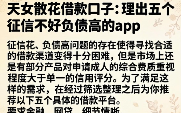 天女散花借款口子，理出五个征信不好负债高的app