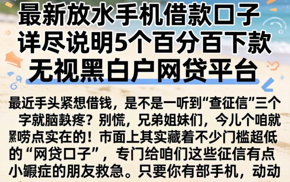 最新放水手机借款口子，详尽说明5个百分百下款无视黑白户网贷平台