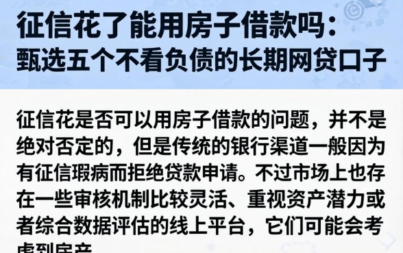 征信花了能用房子借款吗，甄选五个不看负债的长期网贷口子