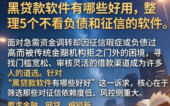 黑贷款软件有哪些好用，整理5个不看负债和征信的软件