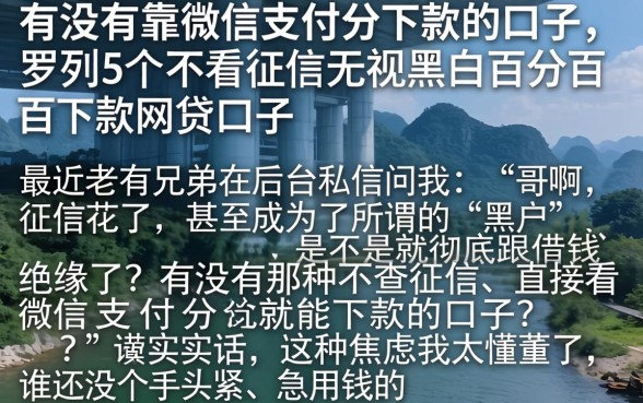 有没有靠微信支付分下款的口子，罗列5个不看征信无视黑白百分百下款网贷口子