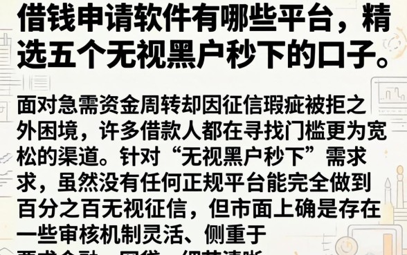 借钱申请软件有哪些平台，精选五个无视黑户秒下的口子
