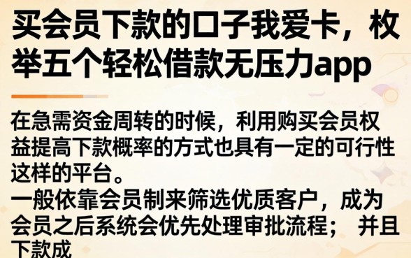 买会员下款的口子我爱卡，枚举五个轻松借款无压力app