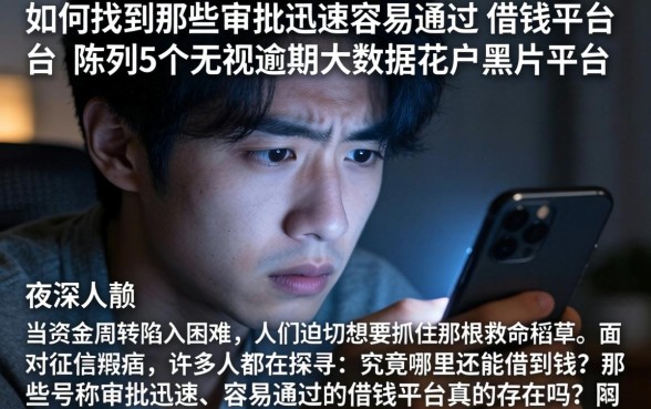 如何找到那些审批迅速容易通过的借钱平台，陈列5个无视逾期大数据花户黑户平台