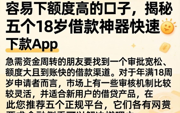 容易下额度高的口子，揭秘五个18岁借款神器快速下款app