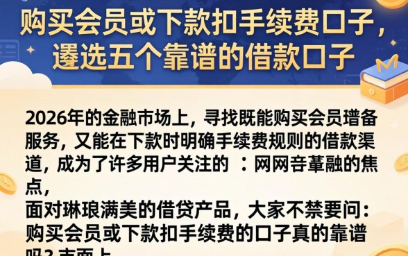 购买会员或下款扣手续费的口子，遴选五个靠谱的借款口子