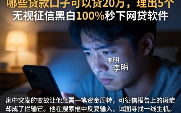 哪些贷款口子可以贷20万，理出5个无视征信黑白100%秒下网贷软件