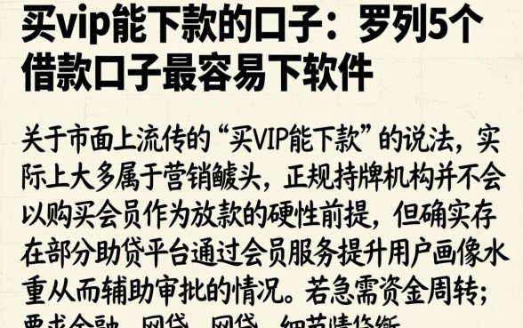 买vip能下款的口子，罗列5个借款口子最容易下软件