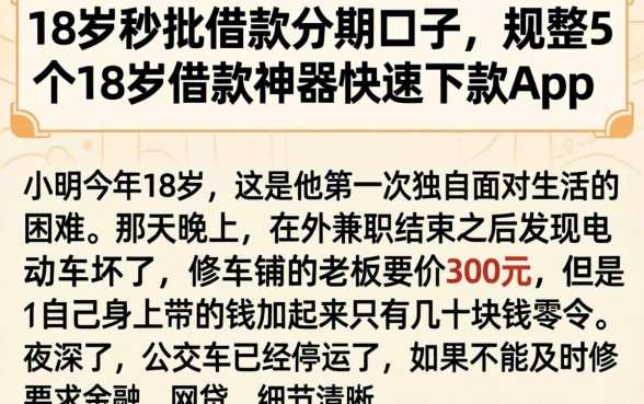 18岁秒批借款分期口子，规整5个18岁借款神器快速下款app