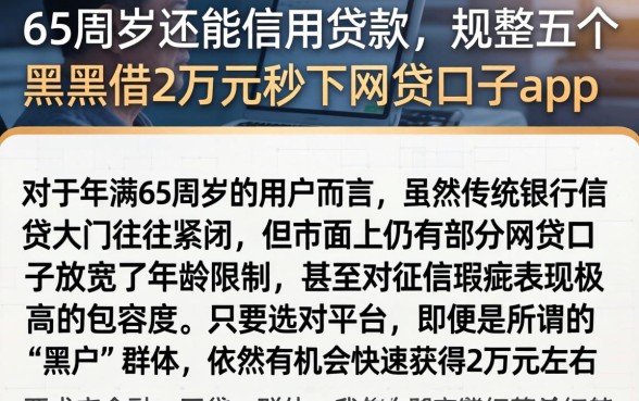 65周岁还能信用贷款，规整五个黑户借2万元秒下网贷口子app