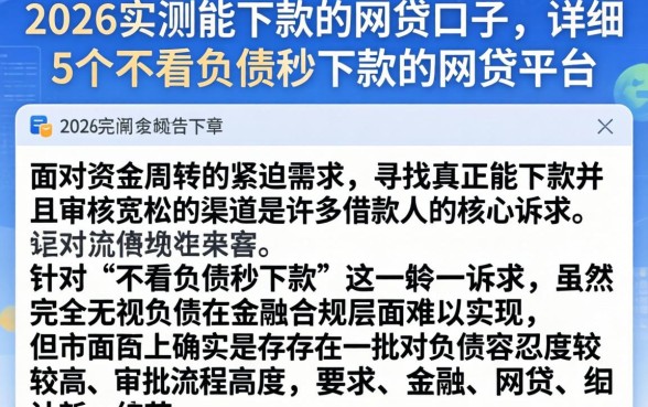 2026实测能下款的网贷口子，详细阐述5个不看负债秒下款的网贷平台