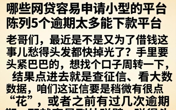 哪些网贷容易申请小型的平台，陈列5个逾期太多能下款平台
