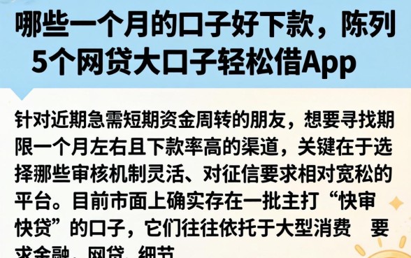 哪些一个月的口子好下款，陈列5个网贷大口子轻松借app