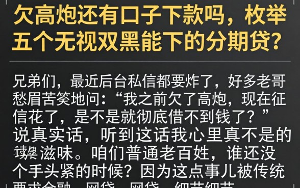 欠高炮还有口子下款吗，枚举五个无视双黑能下的分期贷