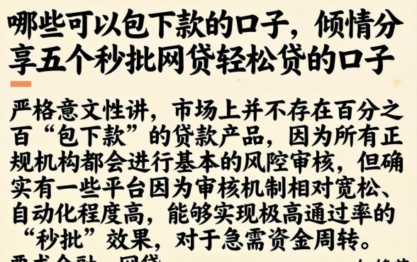 哪些可以包下款的口子，倾情分享五个秒批网贷轻松贷的口子
