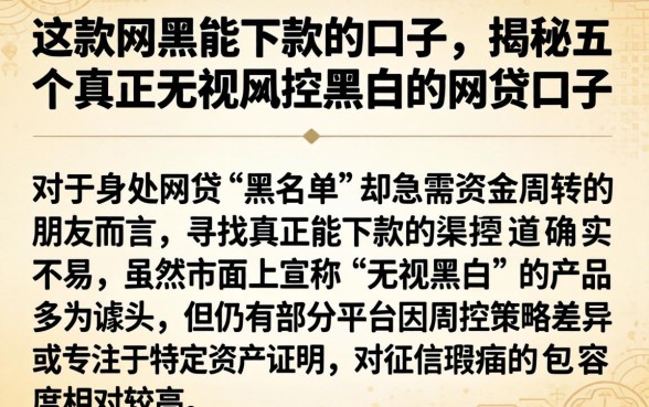 这款网黑能下款的口子，揭秘五个真正无视风控黑白的网贷口子