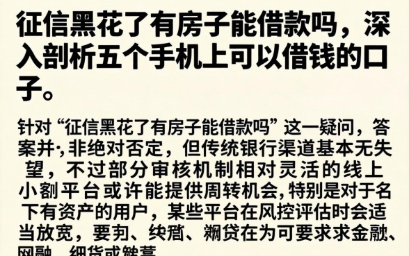 征信黑花了有房子能借款吗，深入剖析五个手机上可以借钱的口子