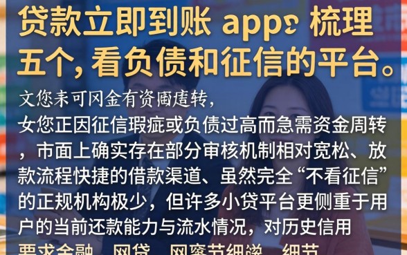 贷款立即到账的app,梳理五个不看负债和征信的平台