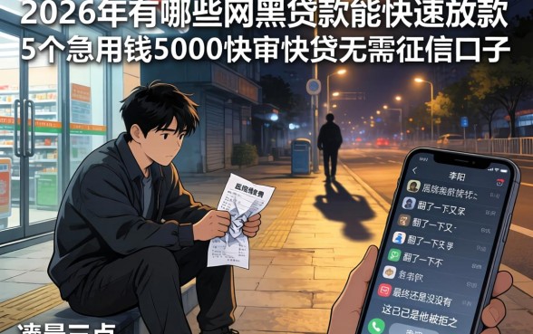 2026年有哪些网黑贷款能快速放款，细致阐述5个急用钱5000快审快贷无需征信口子