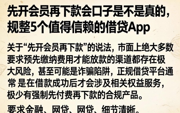 先开会员再下款的口子是不是真的，规整5个值得信赖的借贷app