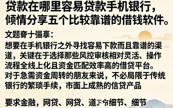 贷款在哪里容易贷款手机银行，倾情分享五个比较靠谱的借钱软件