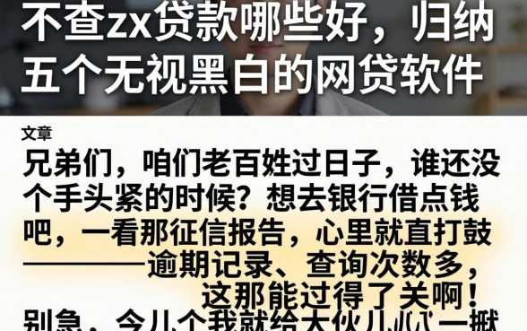 不查zx贷款哪些好，归纳五个无视黑白的网贷软件