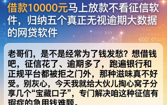 借款10000元马上放款不看征信软件，归纳五个真正无视逾期大数据的网贷软件