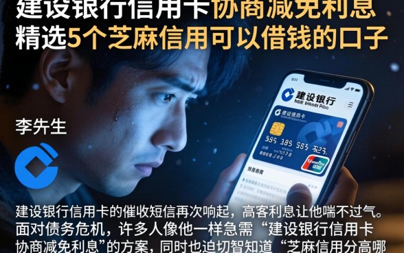 建设银行信用卡协商减免利息，精选5个芝麻信用可以借钱的口子